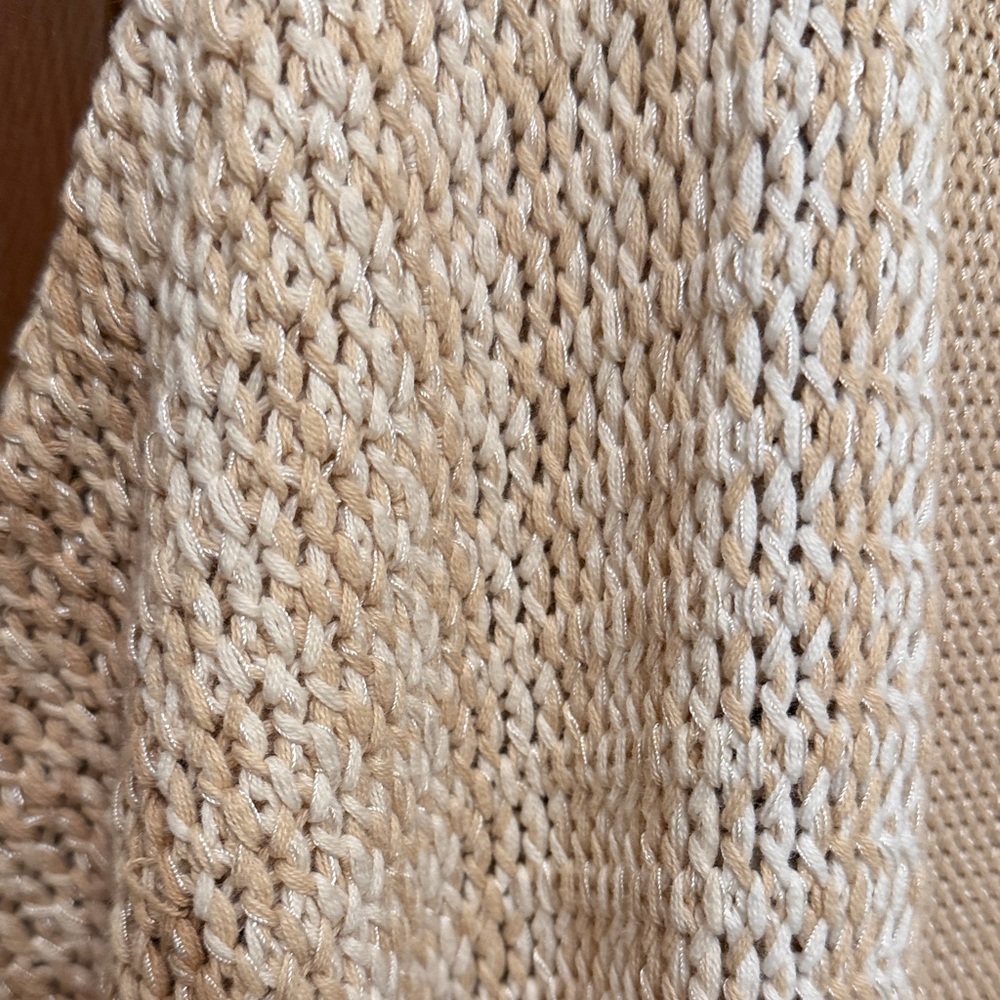 Coldwater Creek GrandpaCore Beige Open Knit Cardigan sz L - Picture 2 of 6